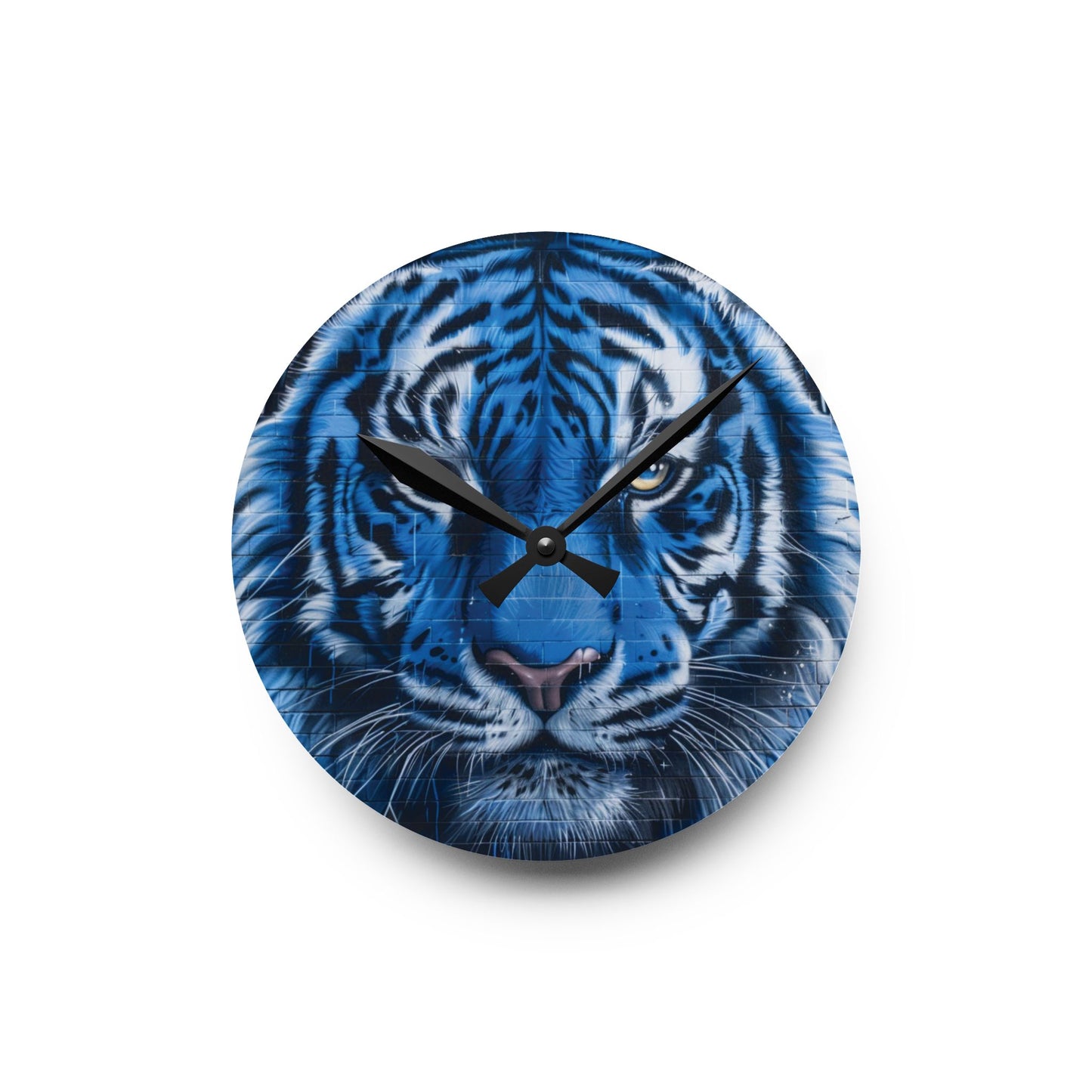 Blue Graffiti Tiger Acrylic Wall Clock