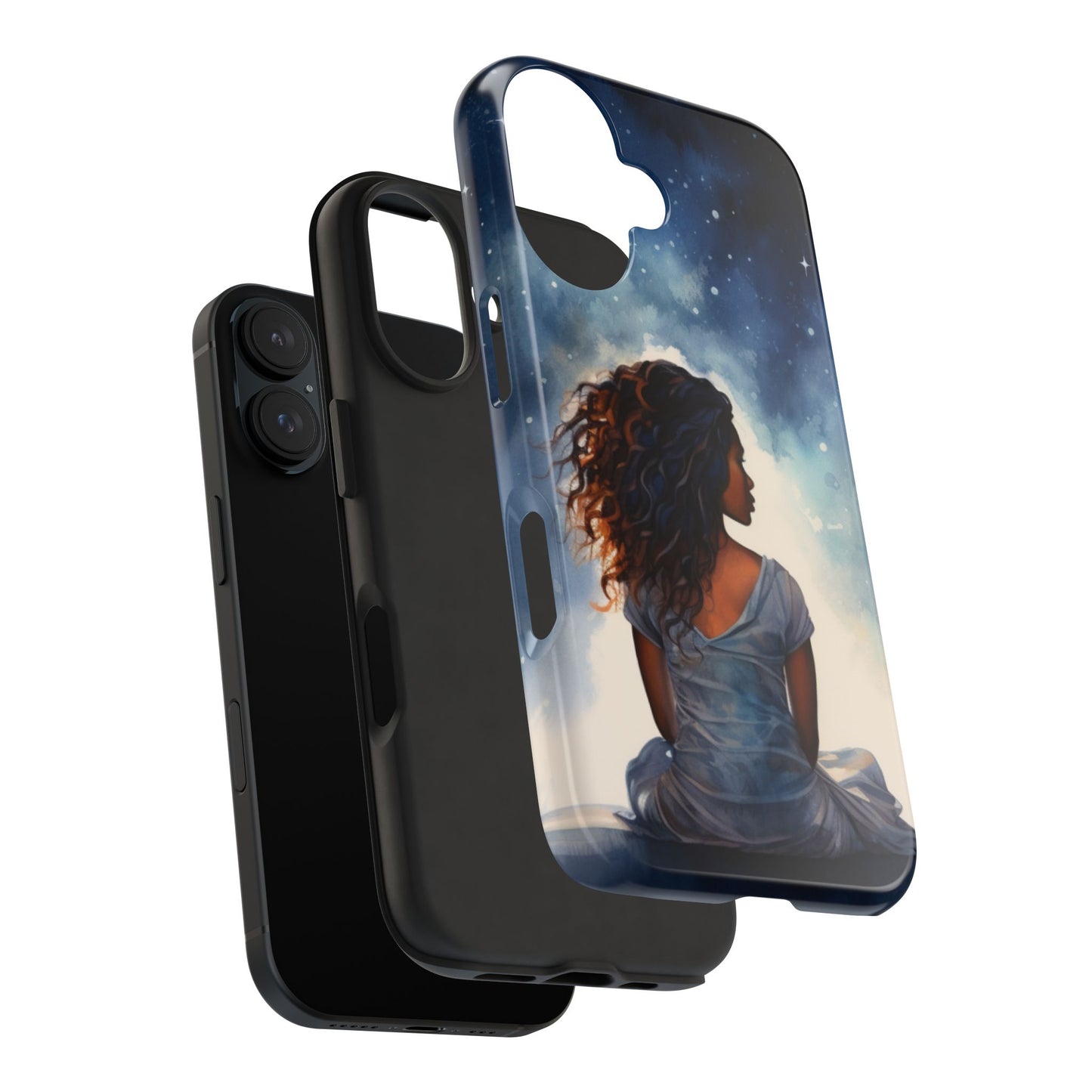 Beautiful Black Woman and Starry Night Tough Phone Case