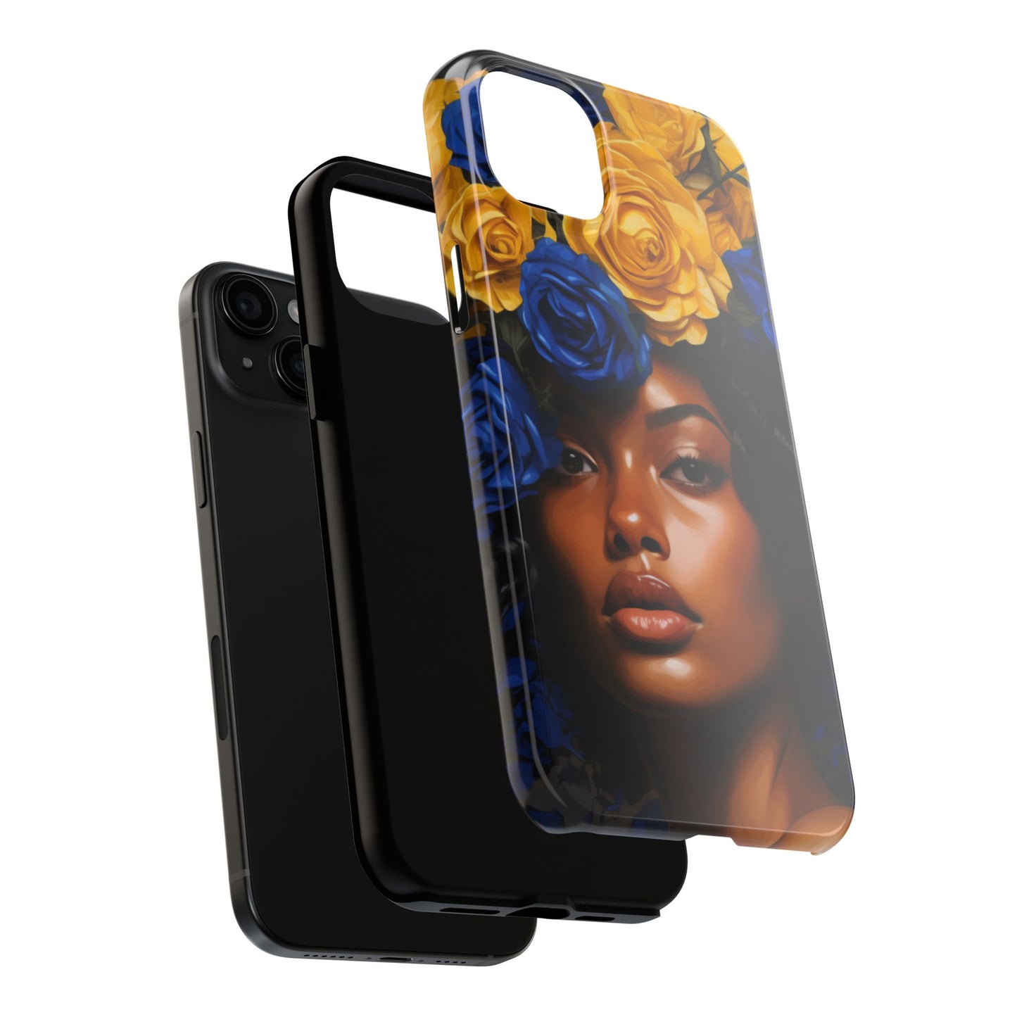 Stunning in Blue and Gold Beautiful Black Woman Tough Phone Case