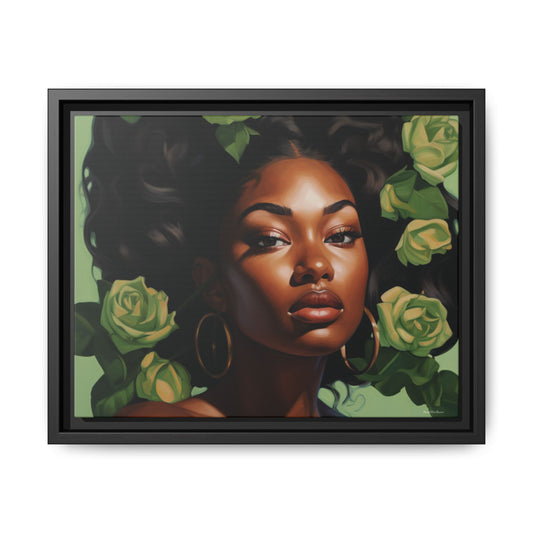 Emerald Elegance Canvas With Black Frame