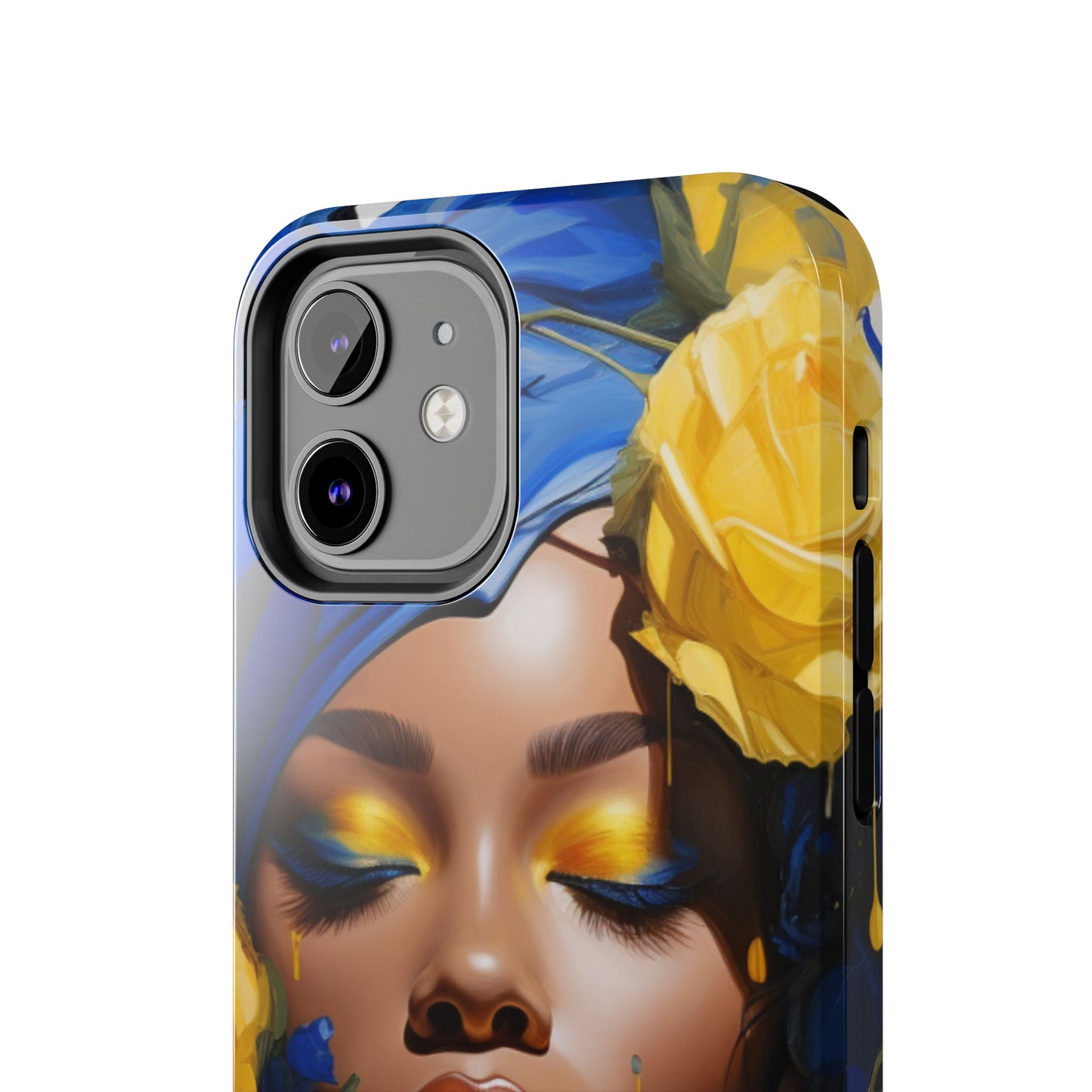 Stunning in Blue and Gold Beautiful Black Woman Tough Phone Case