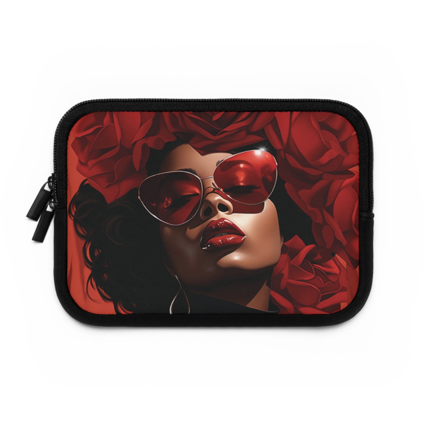 Beautiful Black Woman With Red Flowers Laptop Sleeve