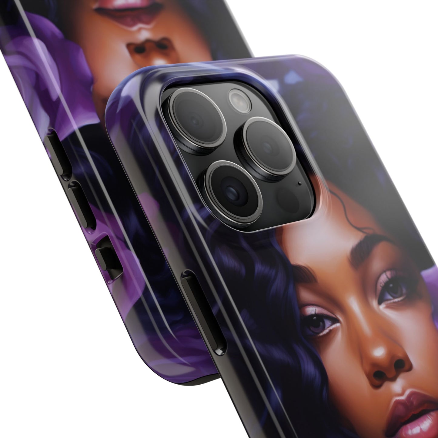 Beautiful Black Woman With Purple Flowers Tough Phone Case