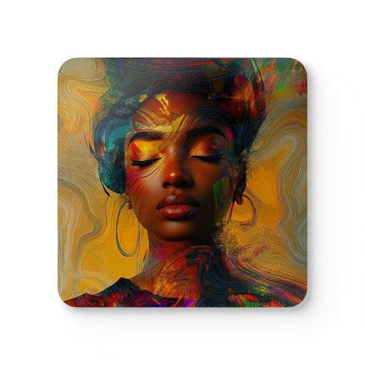 Peaceful Colorful Diva Corkwood Coaster Set of 4