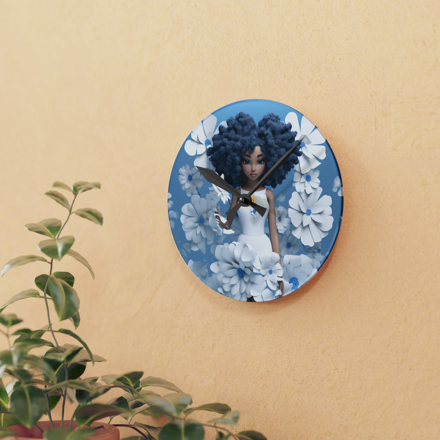 Blue Fairy Acrylic Wall Clock