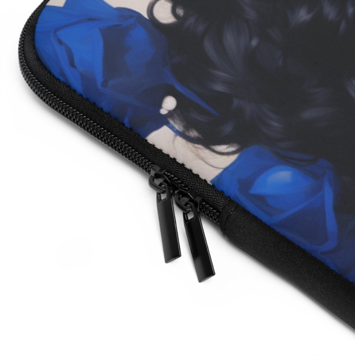 Black Woman With Blue Flowers Laptop Sleeve