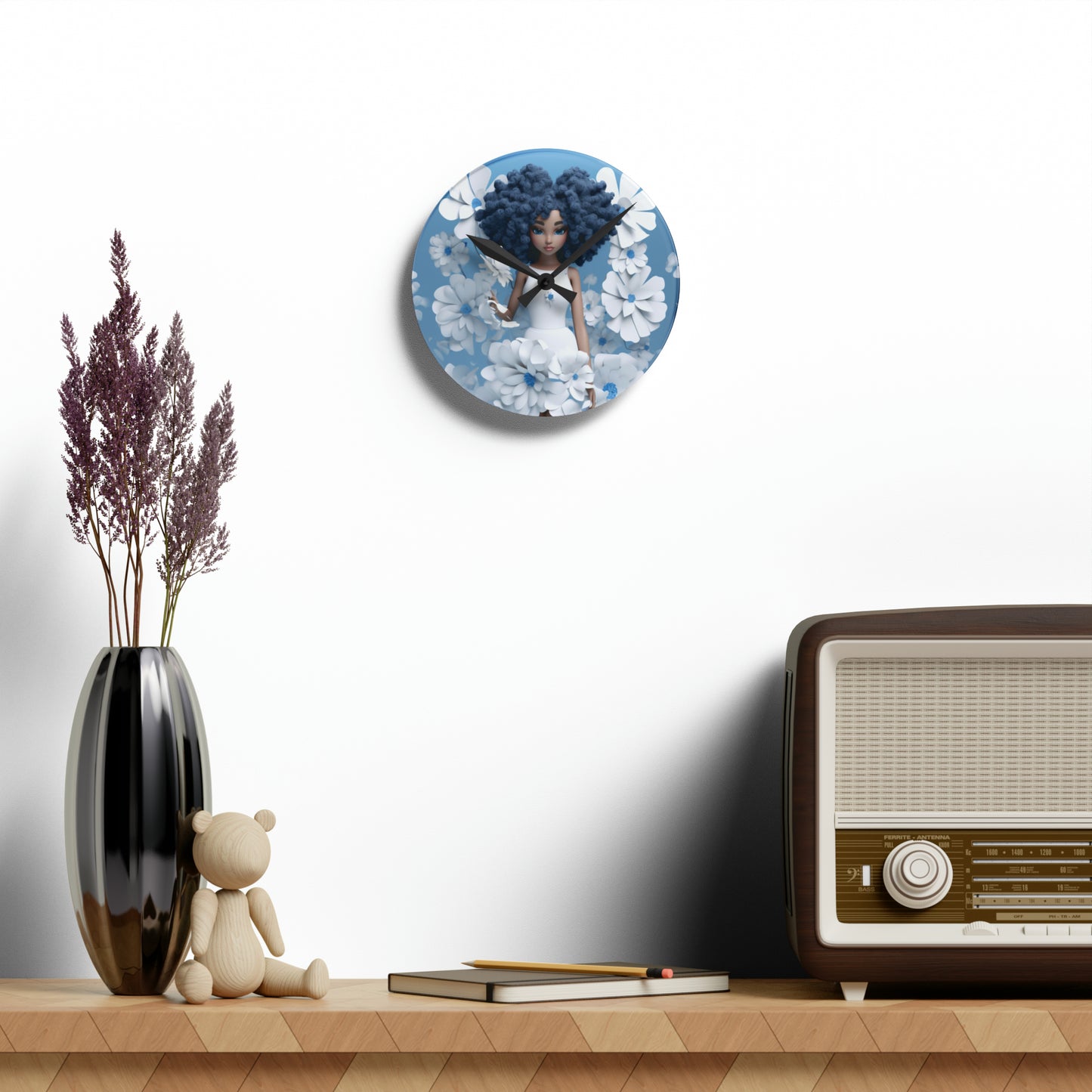 Blue Fairy Acrylic Wall Clock