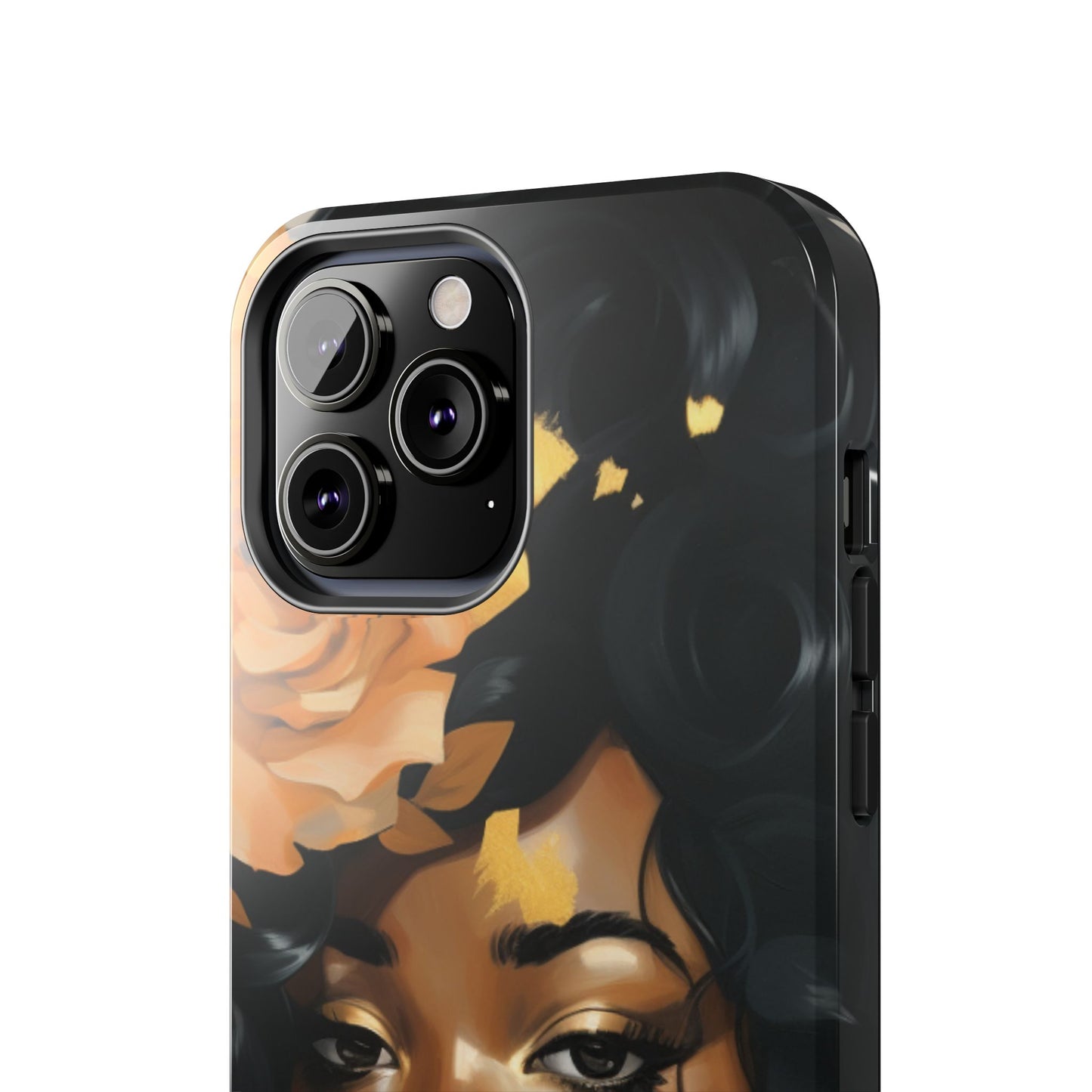 Beautiful Black Woman With Gold Flowers Tough Phone Case