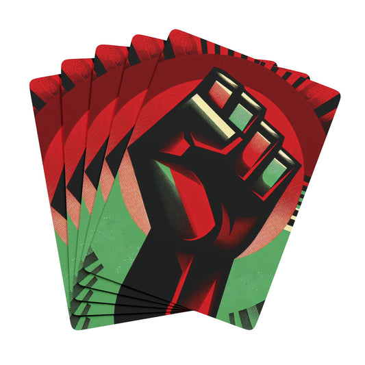 Red. Black, and Green Fist Poker Playing Cards - Stylish Design for Card Games