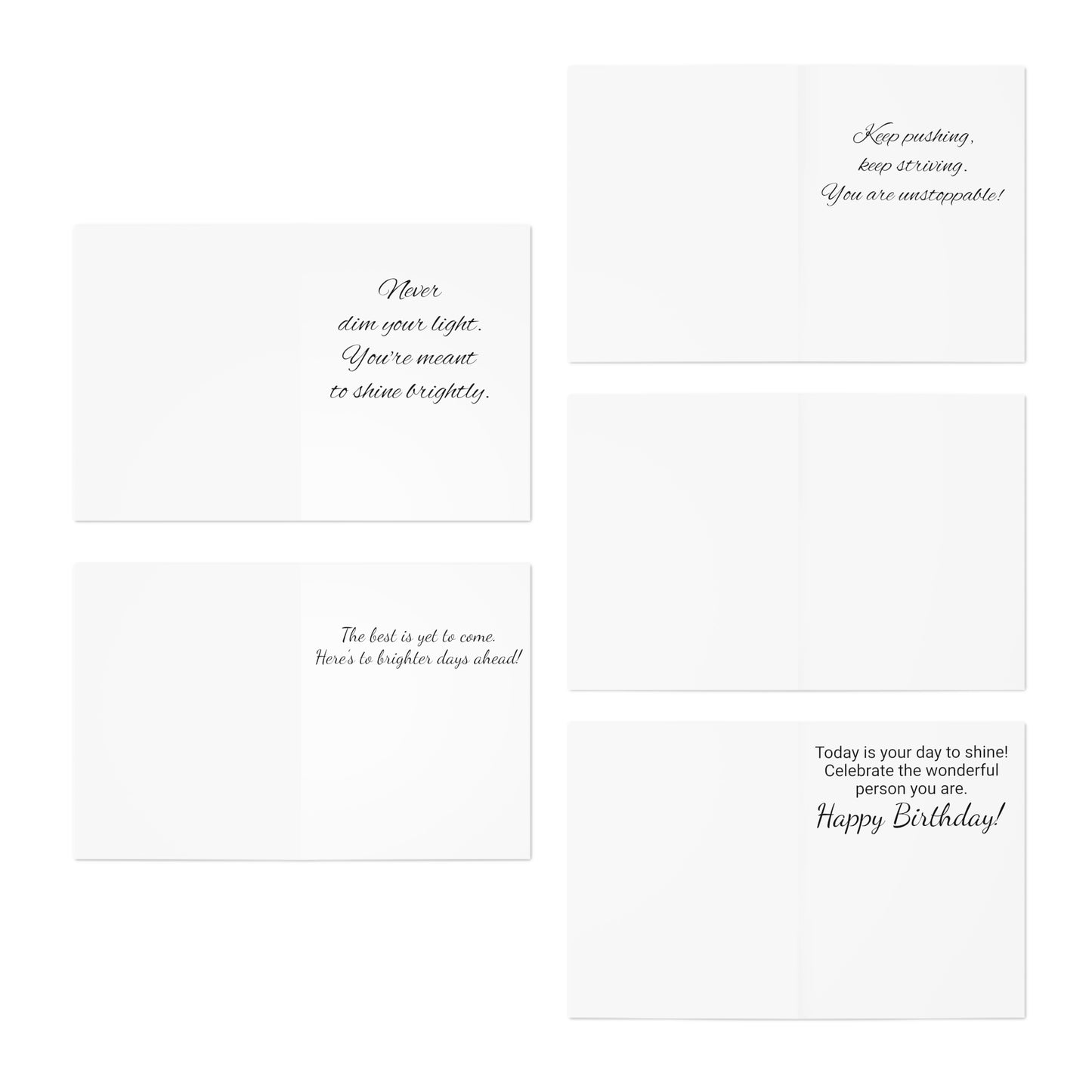 Beauty Unbound with Daisies Greeting Cards (5-Pack:  included 1 - blank, 1 - happy birthday, 3 - support/encouragement)