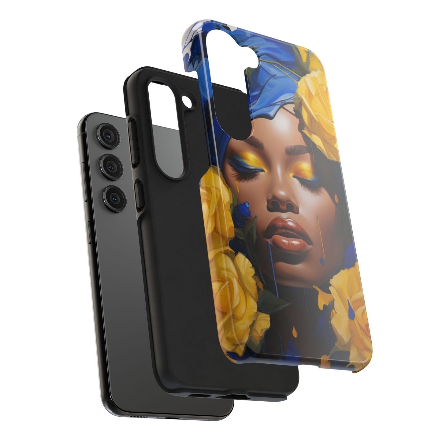 Stunning in Blue and Gold Beautiful Black Woman Tough Phone Case