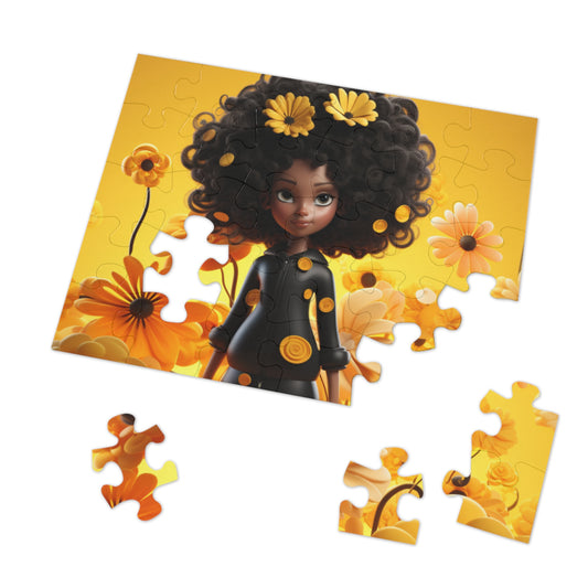 Beautiful Black Fairy (Yellow and Black) Jigsaw Puzzle - 30 Pieces