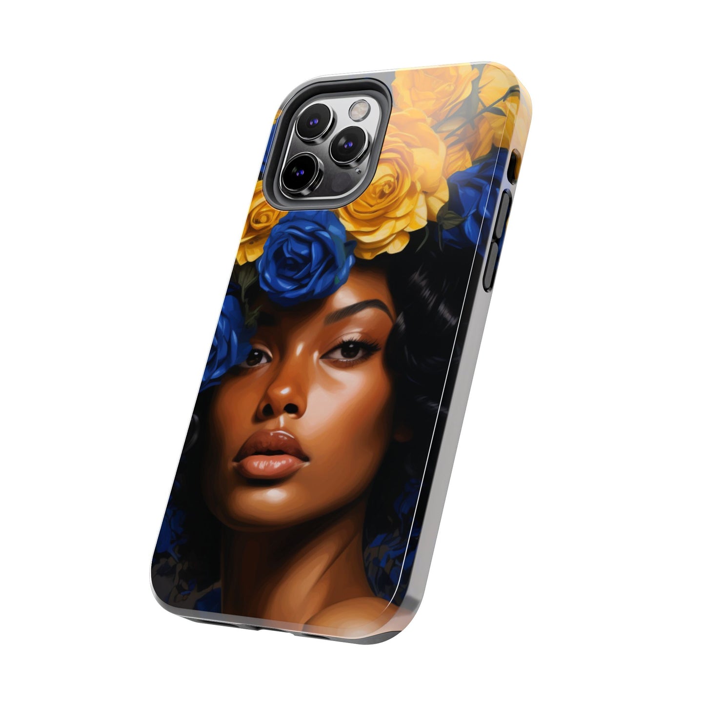 Stunning in Blue and Gold Beautiful Black Woman Tough Phone Case