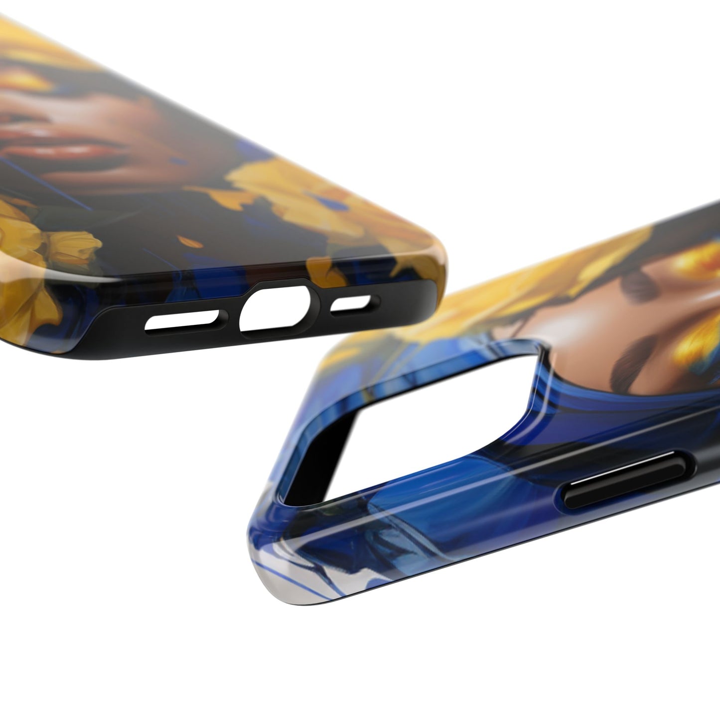 Stunning in Blue and Gold Beautiful Black Woman Tough Phone Case