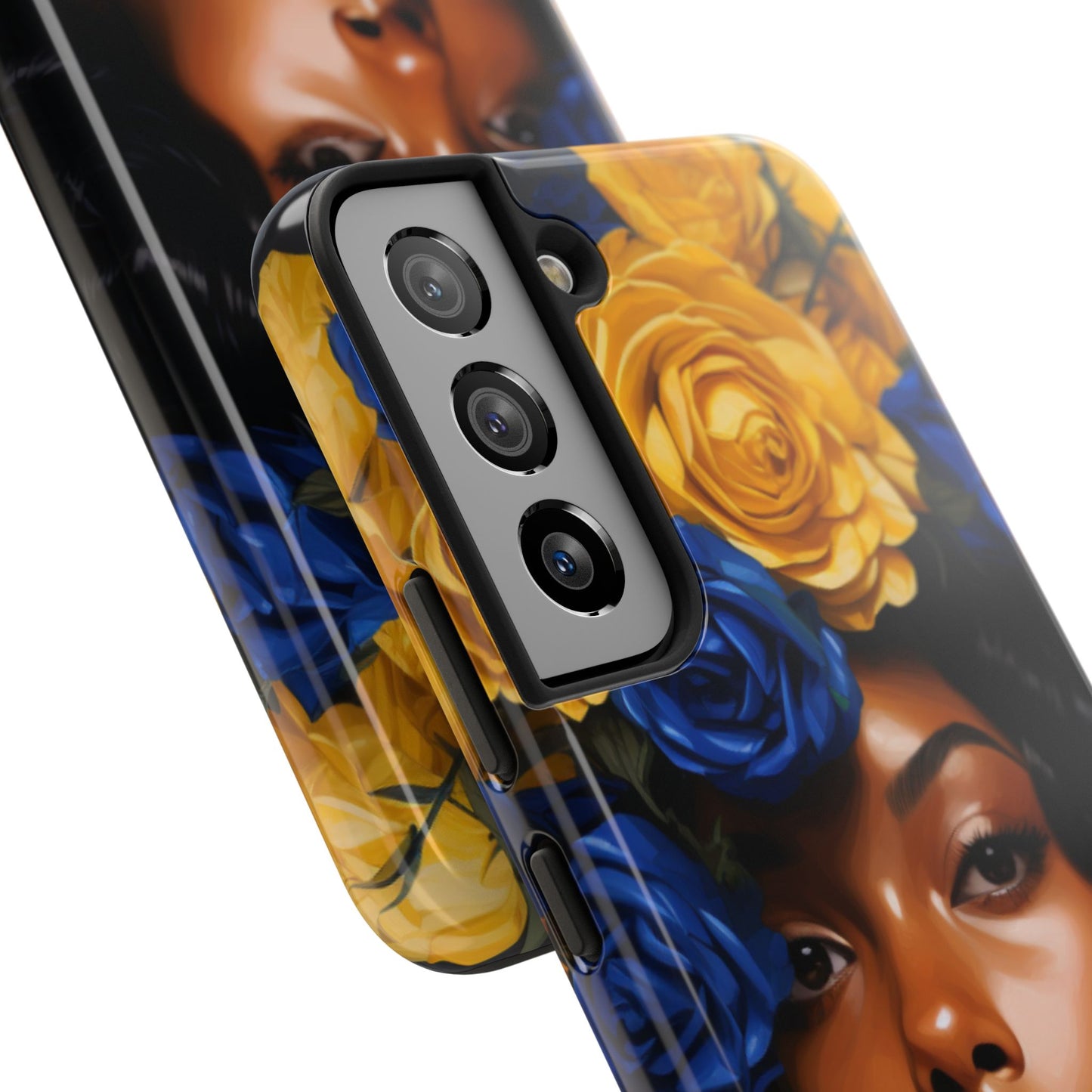 Stunning in Blue and Gold Beautiful Black Woman Tough Phone Case