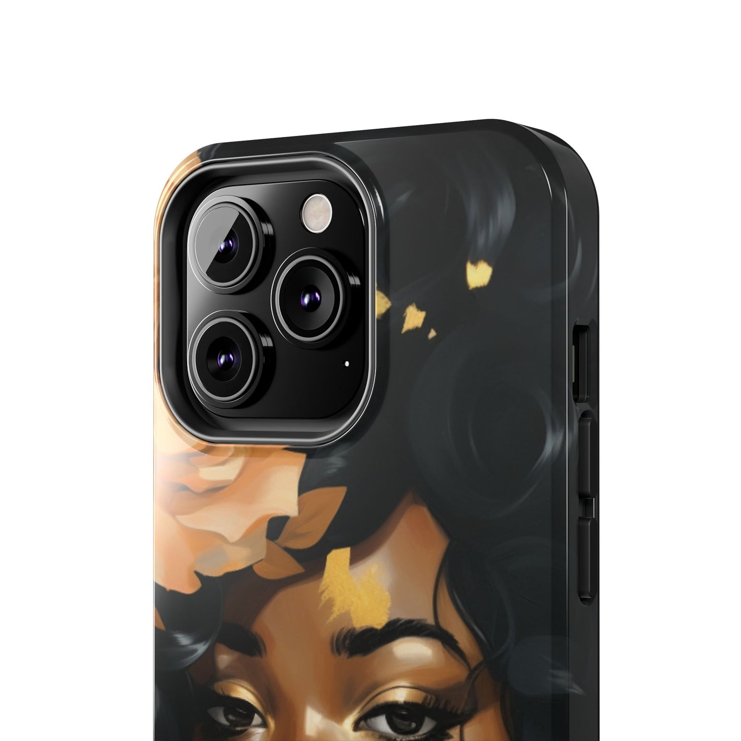 Beautiful Black Woman With Gold Flowers Tough Phone Case