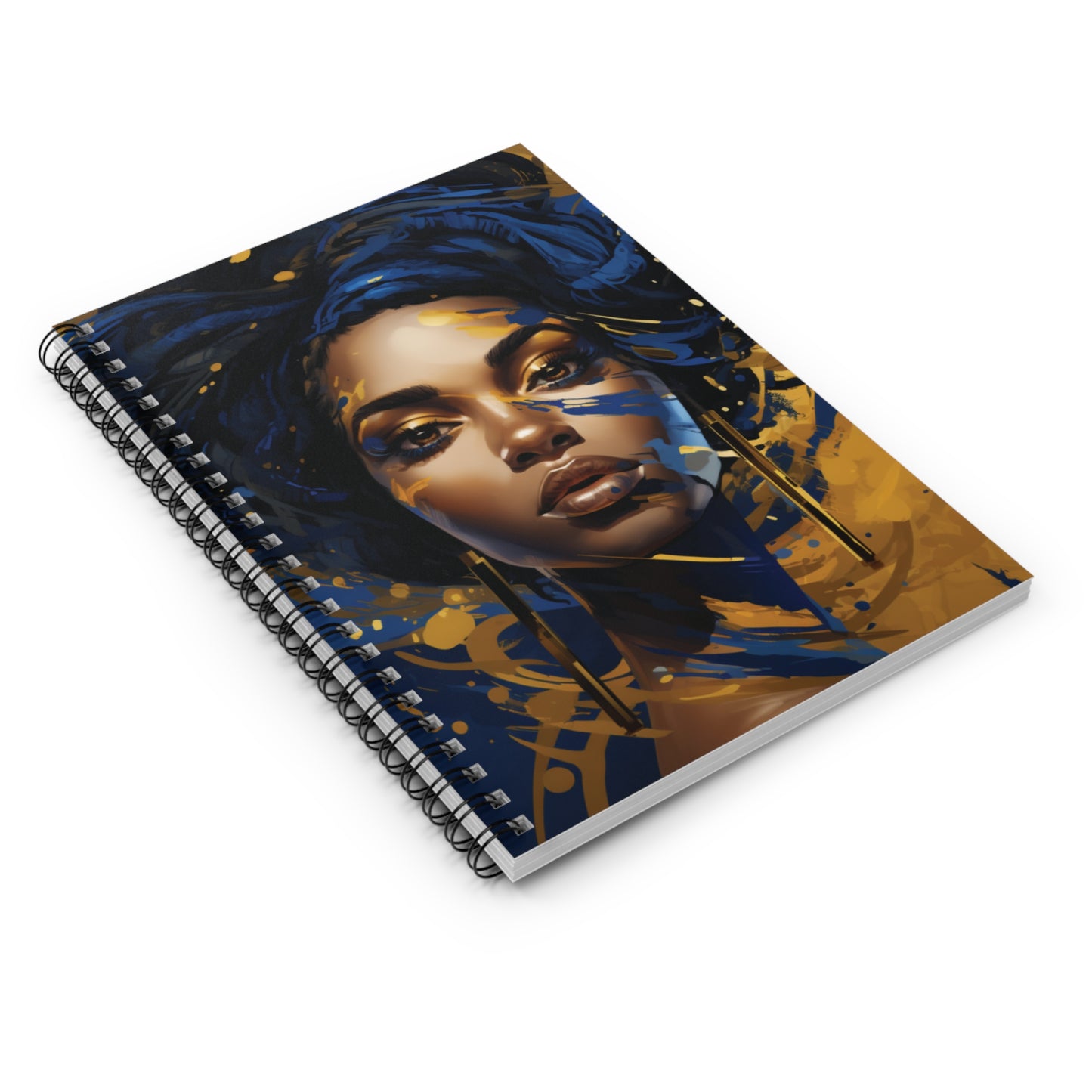 Stunning in Blue and Gold Black Woman Spiral Notebook