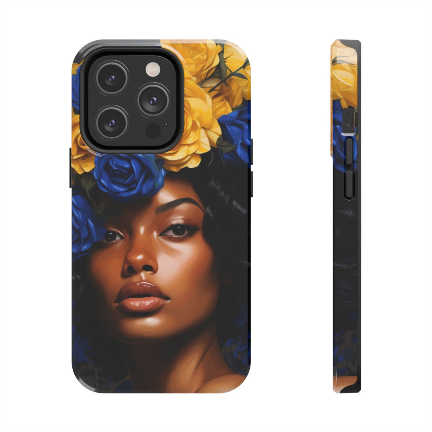 Stunning in Blue and Gold Beautiful Black Woman Tough Phone Case