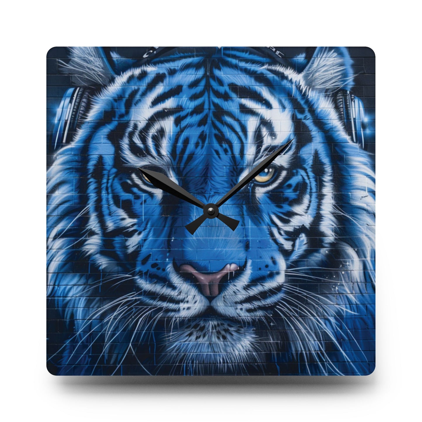 Blue Graffiti Tiger Acrylic Wall Clock