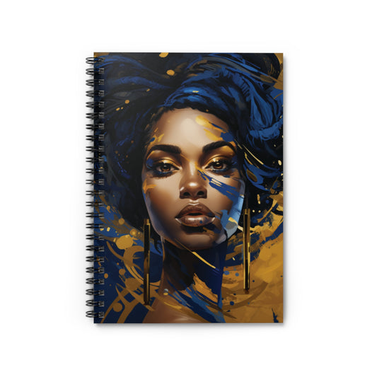 Stunning in Blue and Gold Black Woman Spiral Notebook