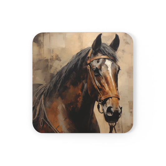 Serene Stallion Corkwood Coaster Set of 4