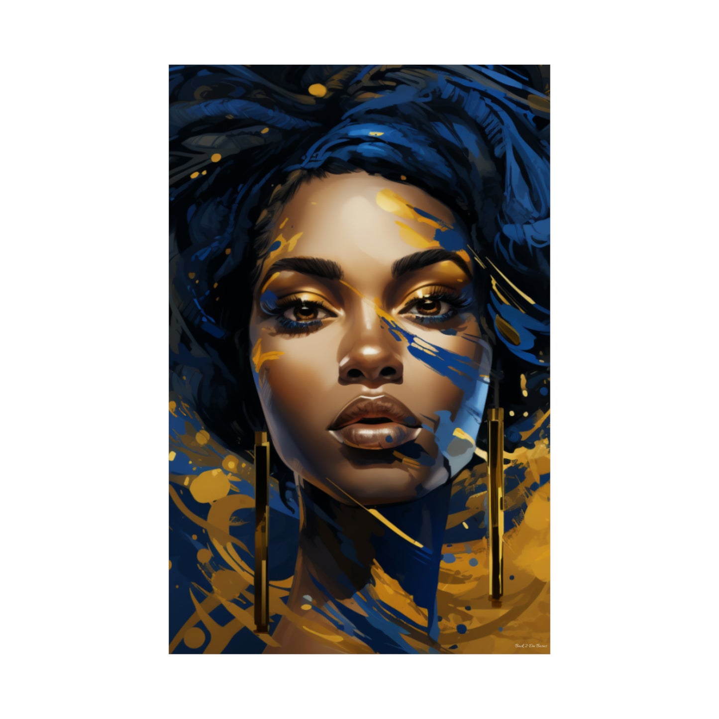 Stunning In Blue and Gold Black Woman Vertical Poster