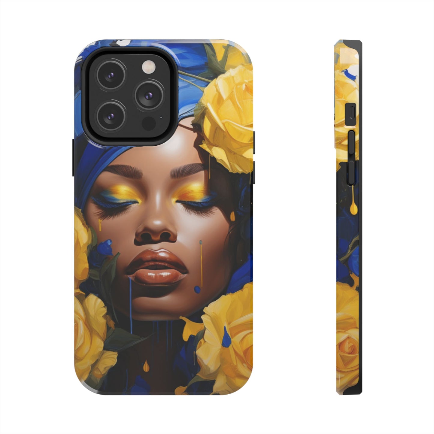 Stunning in Blue and Gold Beautiful Black Woman Tough Phone Case