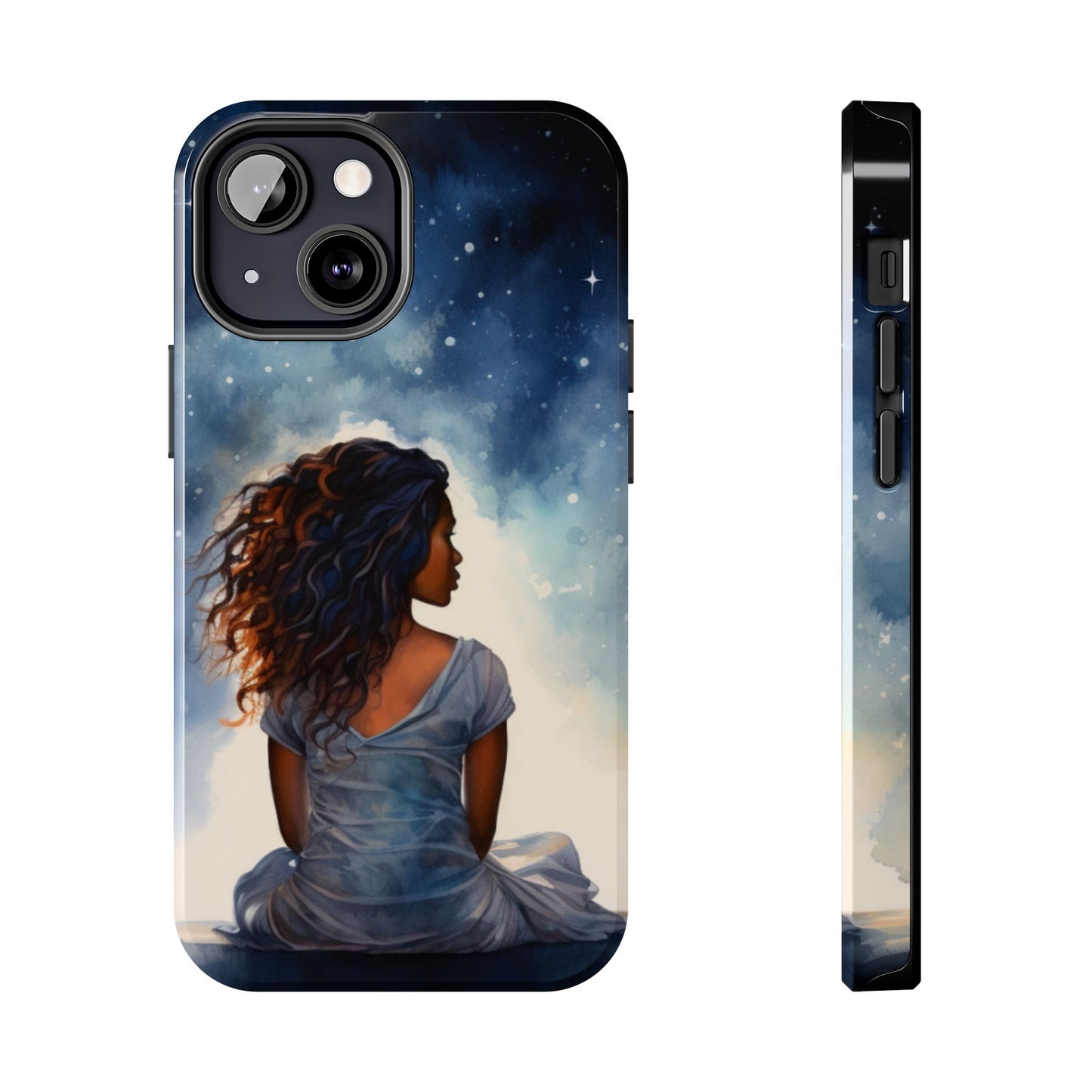 Beautiful Black Woman and Starry Night Tough Phone Case