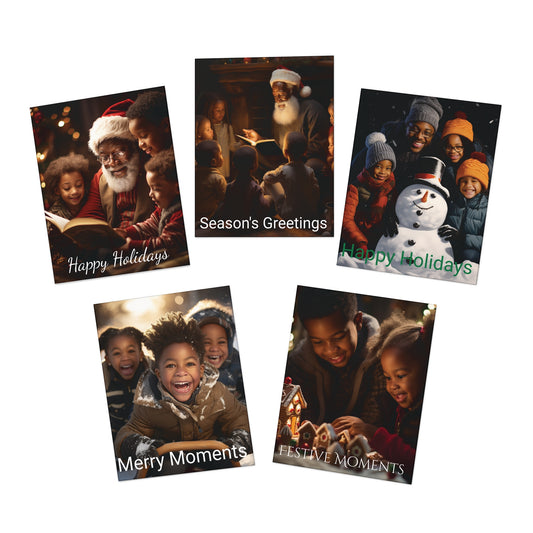 Happy Holidays:  Black Greeting Holiday Greeting Cards (5-Pack)