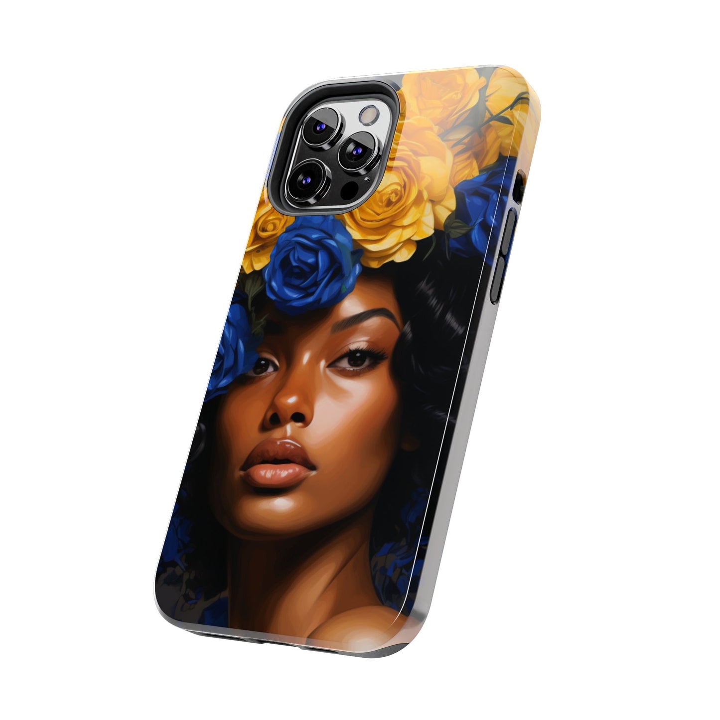 Stunning in Blue and Gold Beautiful Black Woman Tough Phone Case