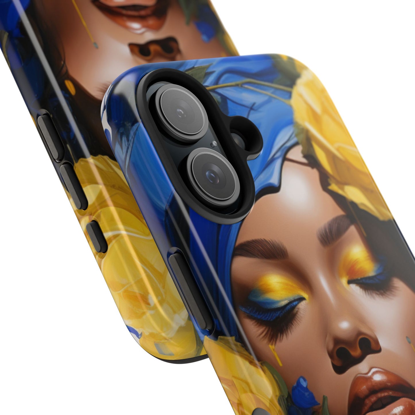 Stunning in Blue and Gold Beautiful Black Woman Tough Phone Case