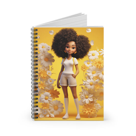 Black Fairy Girl With Yellow Flowers #1 Spiral Notebook (Ruled Line)