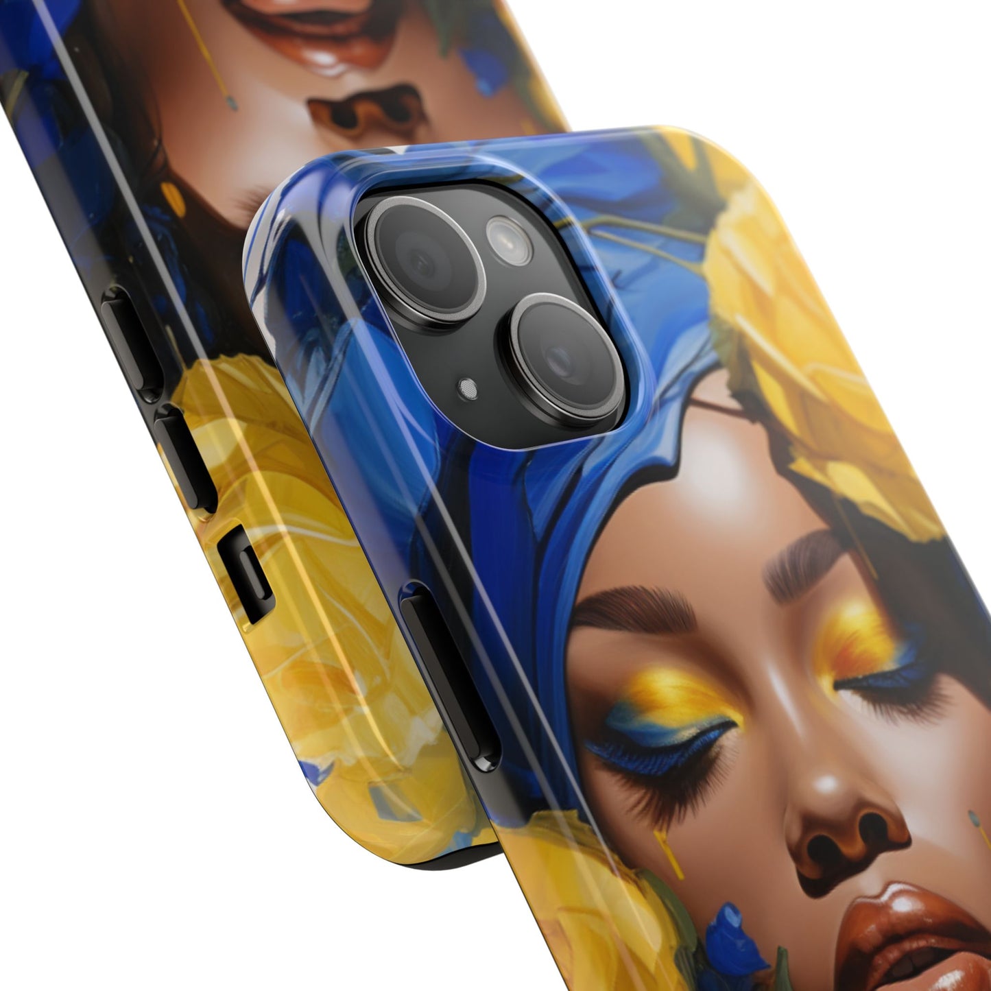 Stunning in Blue and Gold Beautiful Black Woman Tough Phone Case