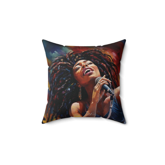 Jazzy Woman Singer Spun Polyester Square Pillow