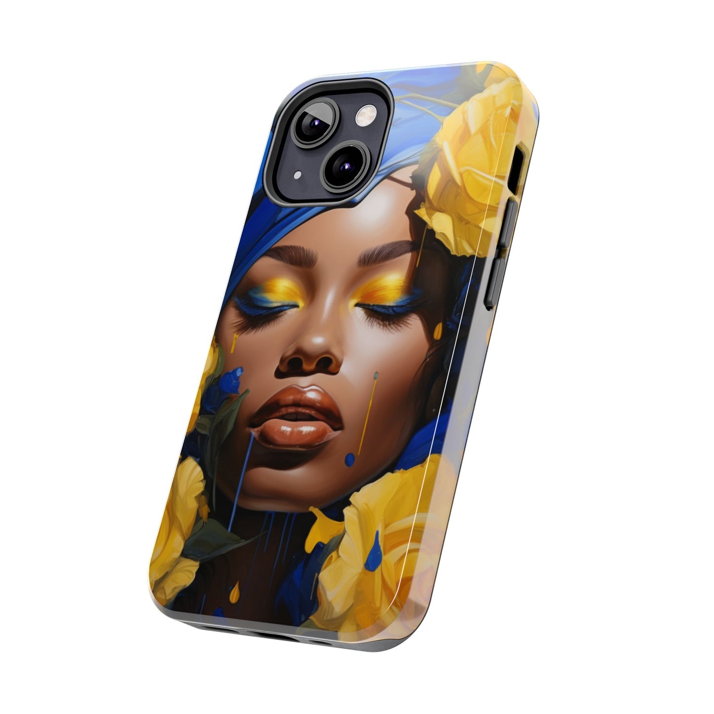 Stunning in Blue and Gold Beautiful Black Woman Tough Phone Case