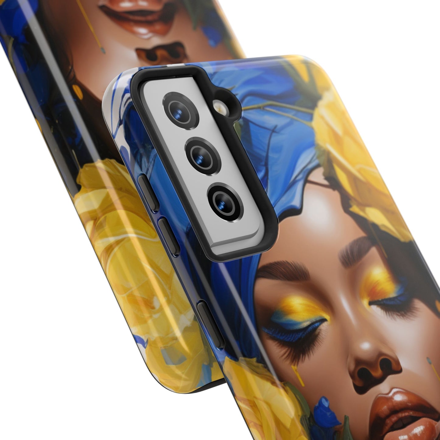 Stunning in Blue and Gold Beautiful Black Woman Tough Phone Case