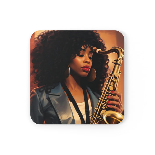 Sax and Soul Woman Corkwood Coaster Set of 4