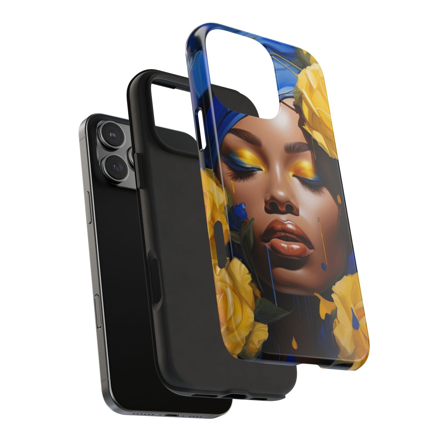 Stunning in Blue and Gold Beautiful Black Woman Tough Phone Case