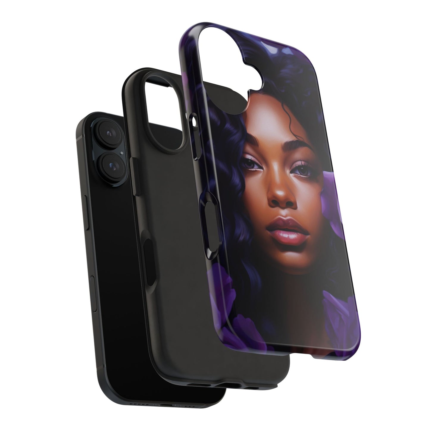 Beautiful Black Woman With Purple Flowers Tough Phone Case