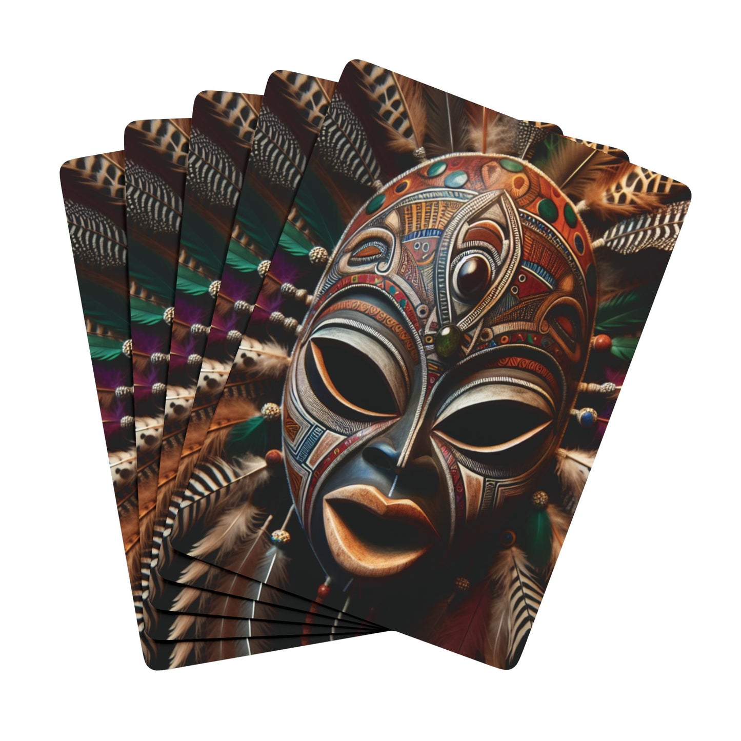 Afrocentric Mask Poker Playing Cards - Stylish Design for Card Games