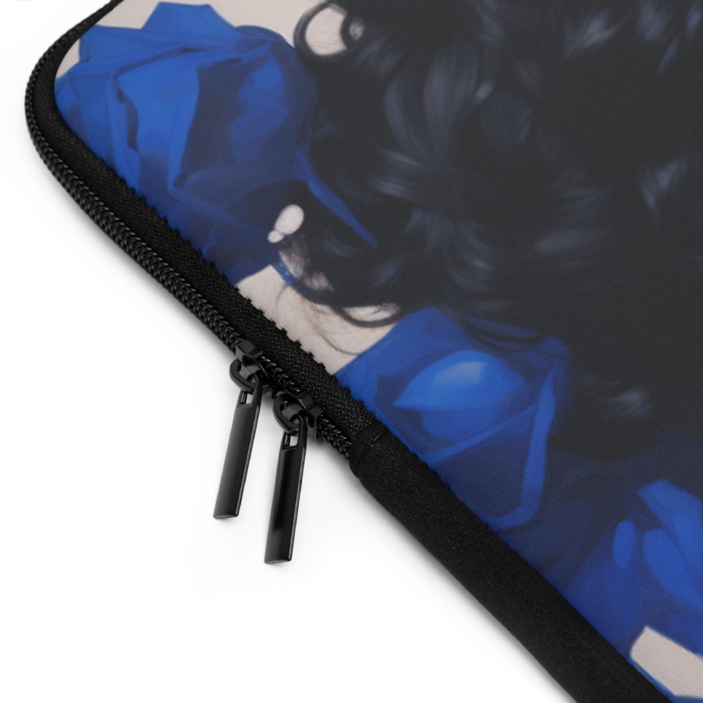 Black Woman With Blue Flowers Laptop Sleeve