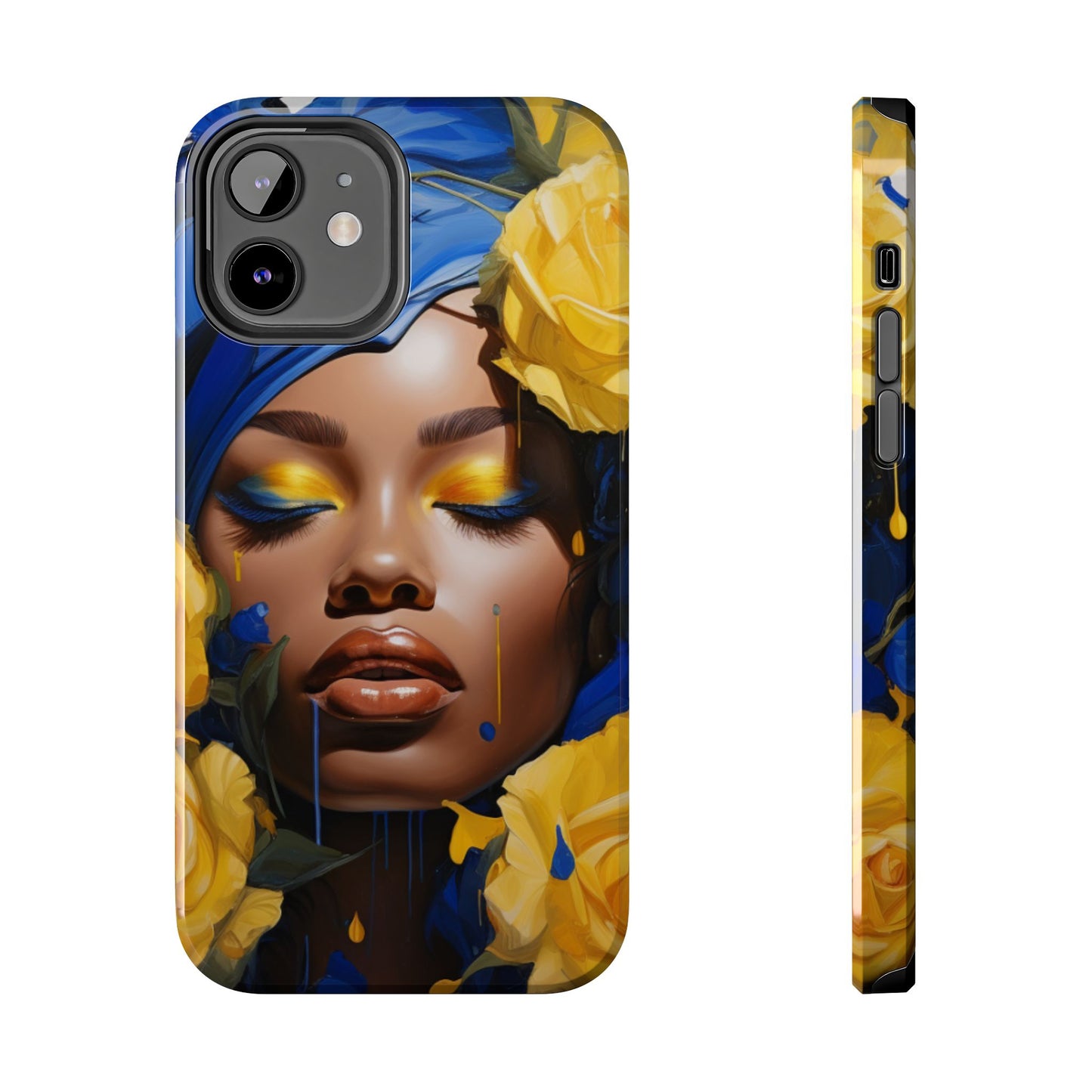 Stunning in Blue and Gold Beautiful Black Woman Tough Phone Case