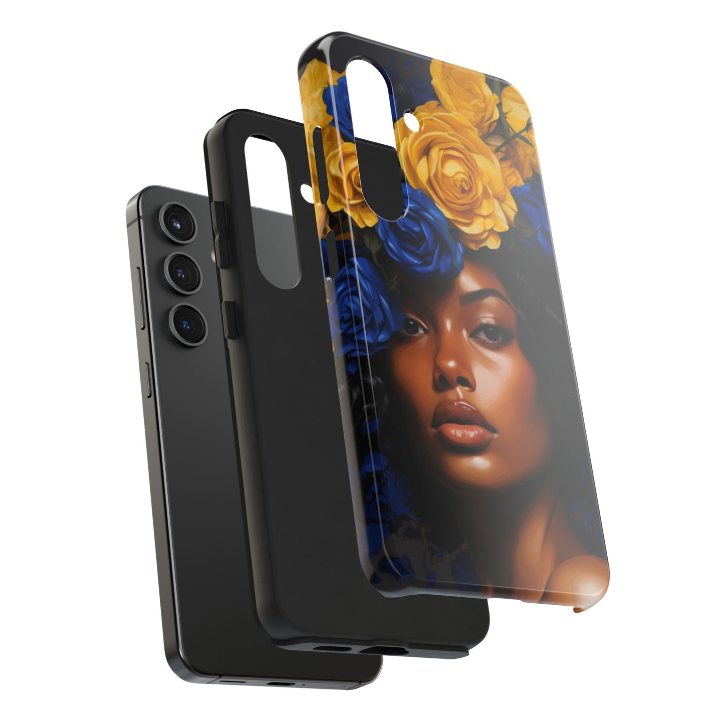 Stunning in Blue and Gold Beautiful Black Woman Tough Phone Case