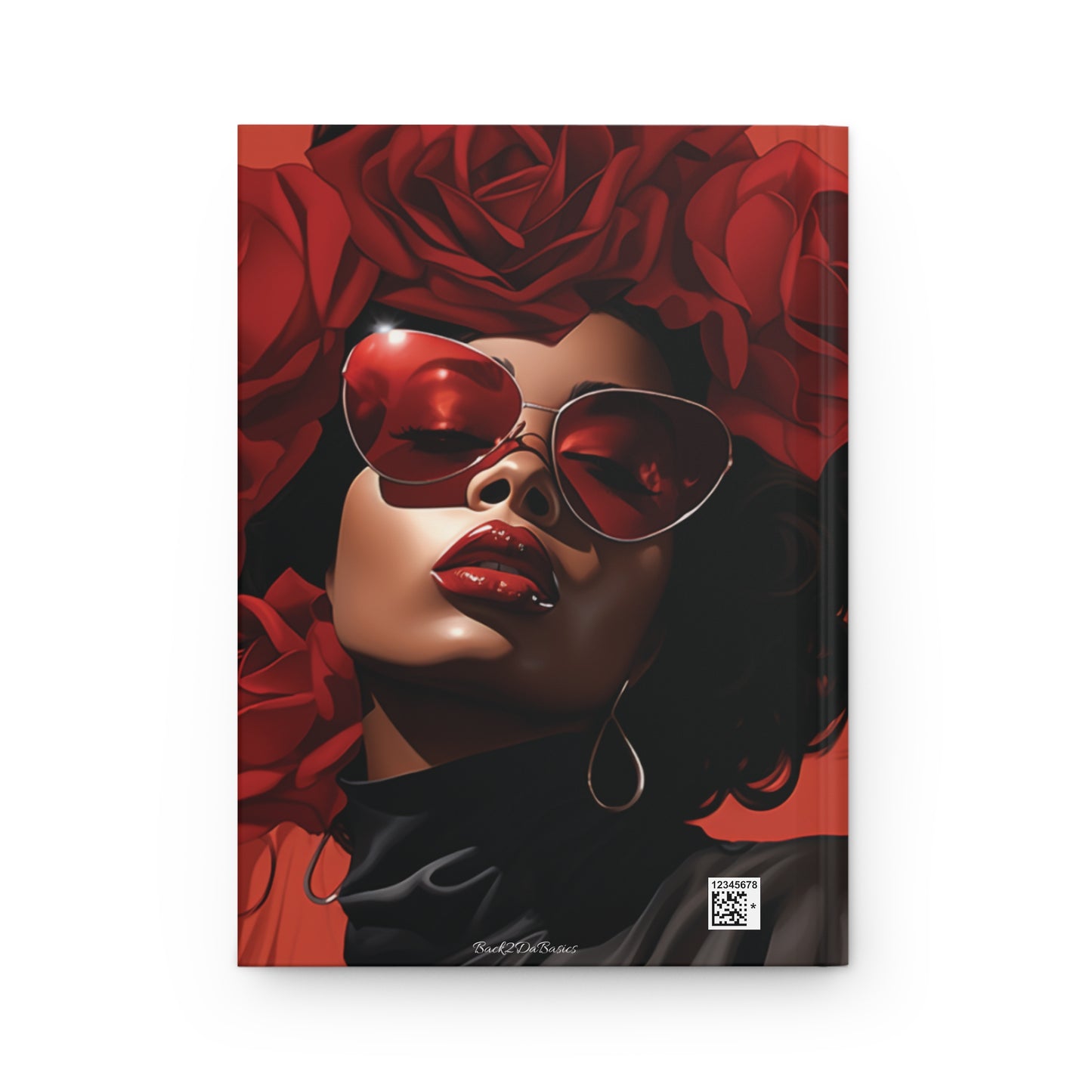 Beautiful Black Woman With Red Flowers Journal