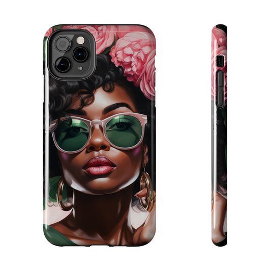 Pretty Black Woman With Pink Flowers Tough Case For iPhone  - #2