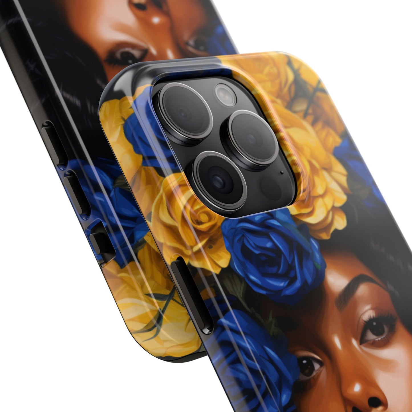 Stunning in Blue and Gold Beautiful Black Woman Tough Phone Case