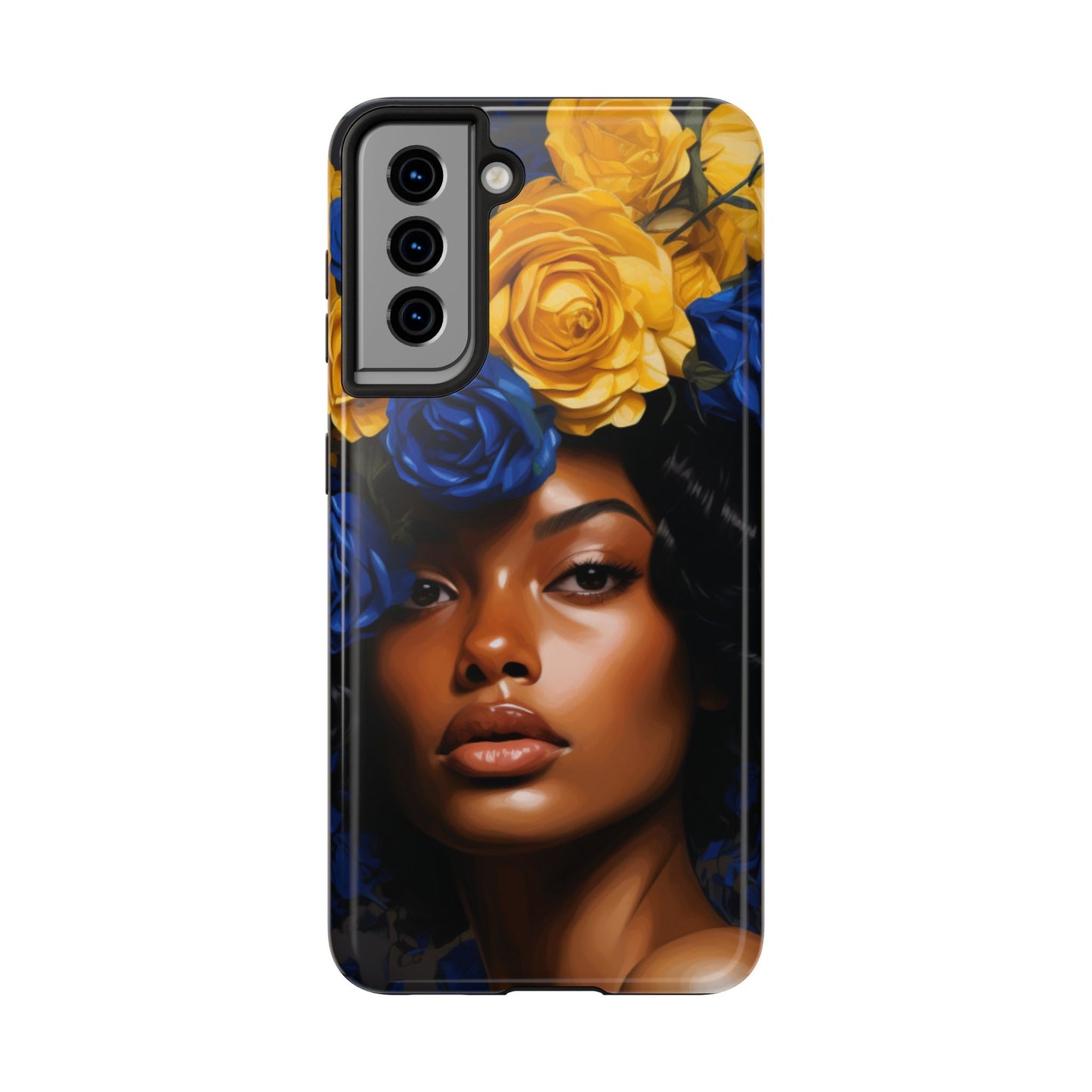 Stunning in Blue and Gold Beautiful Black Woman Tough Phone Case