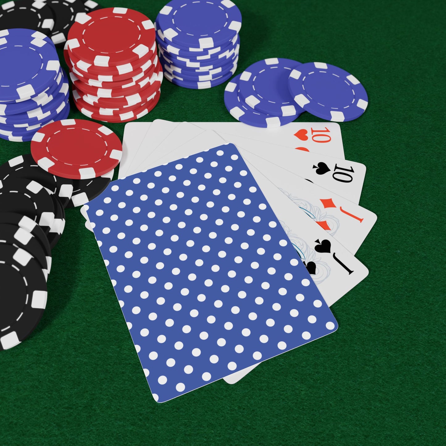 Blue With White Polka Dots Poker Playing Cards - Stylish Design for Card Games