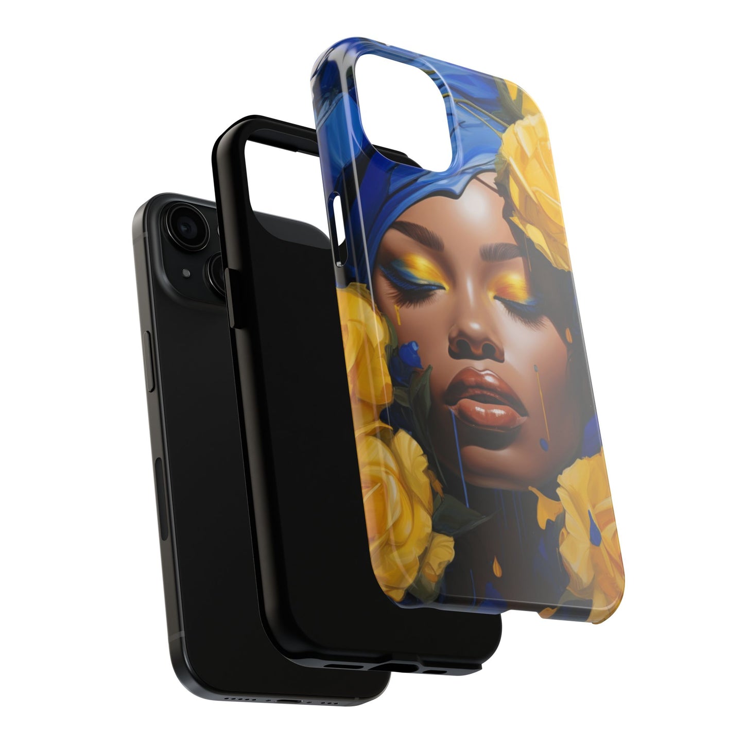 Stunning in Blue and Gold Beautiful Black Woman Tough Phone Case