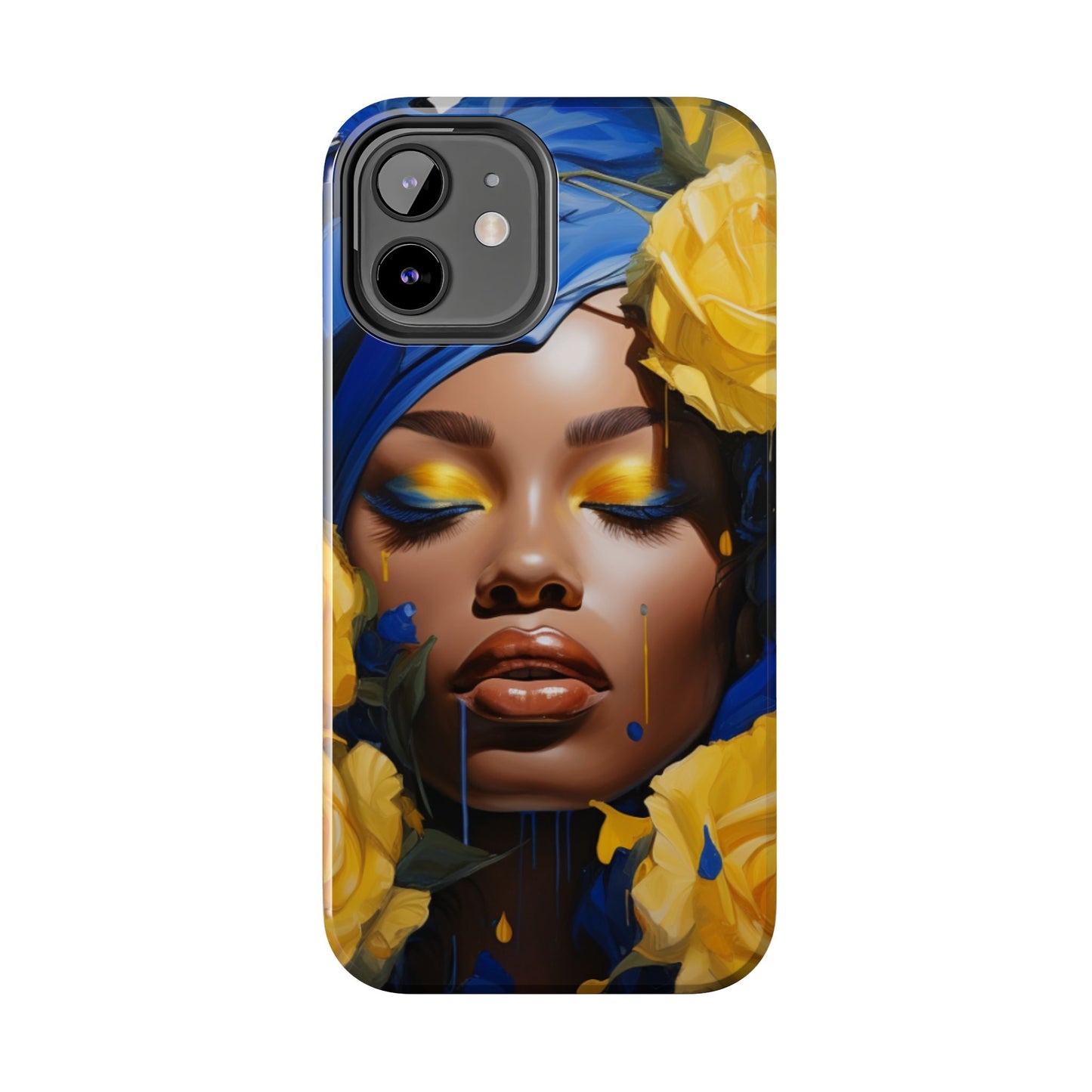 Stunning in Blue and Gold Beautiful Black Woman Tough Phone Case